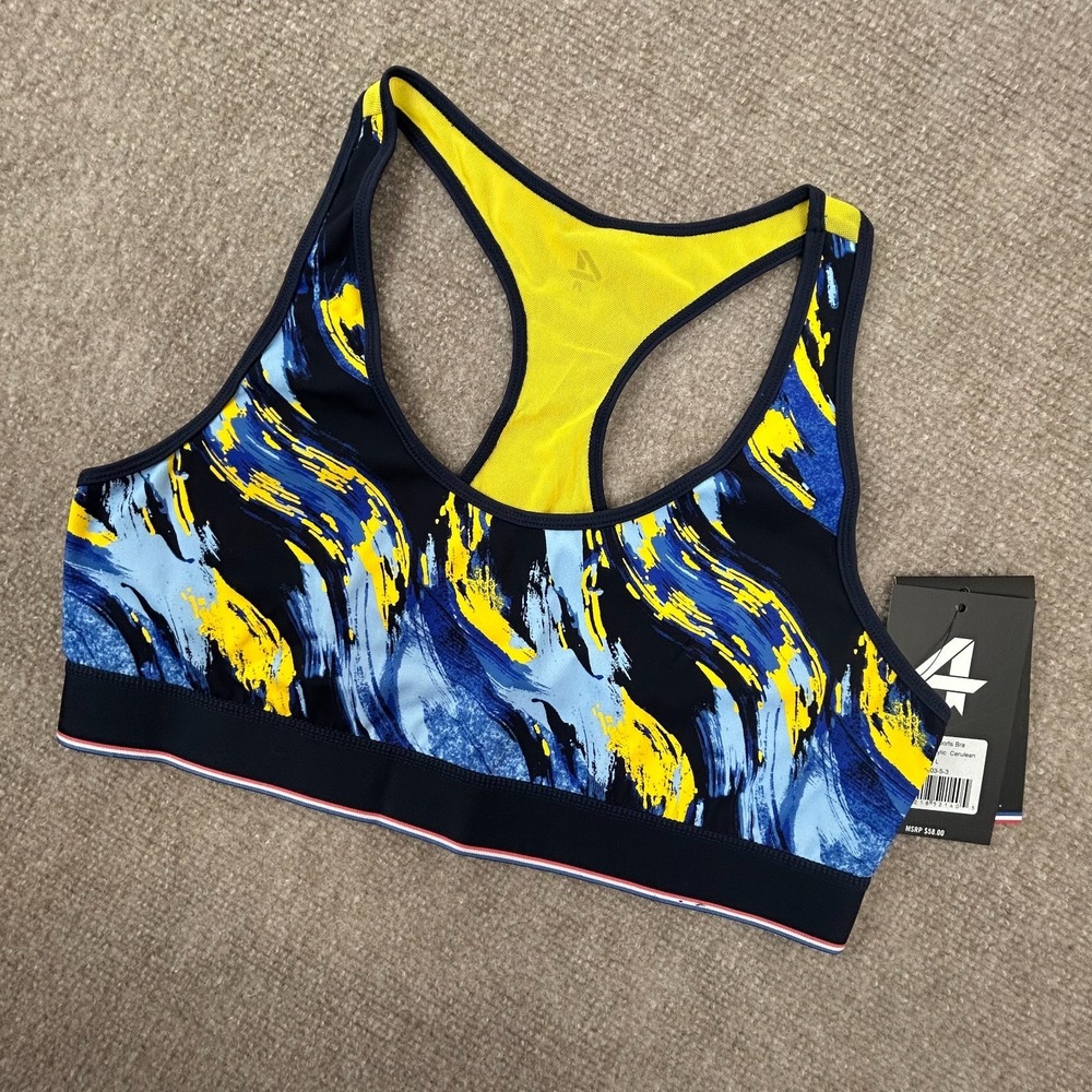 Fourlaps Racerback Fitness Sports Bra Womens Large Multicolor Printed Workout